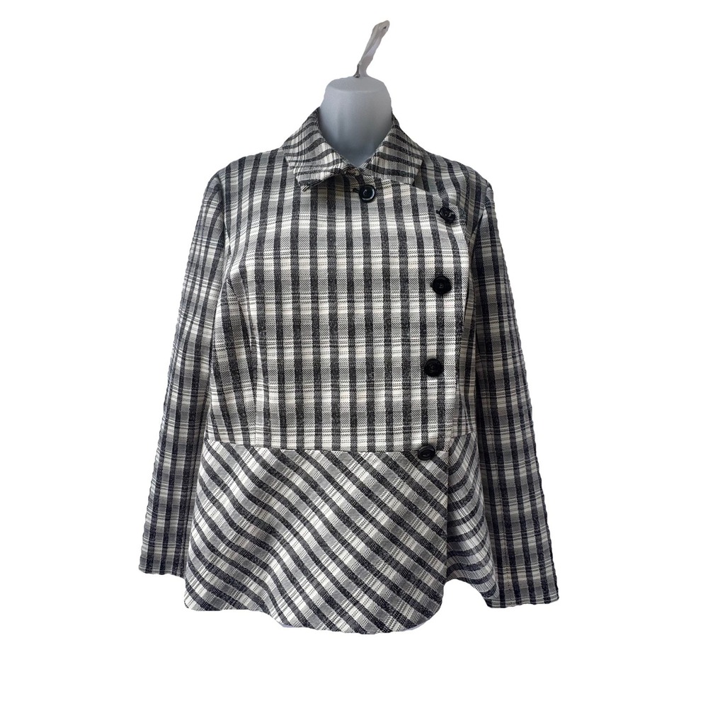 Lewit Chandler Jacket Coat Women's XL Plaid Peplum Wool Blend Blazer $450 New